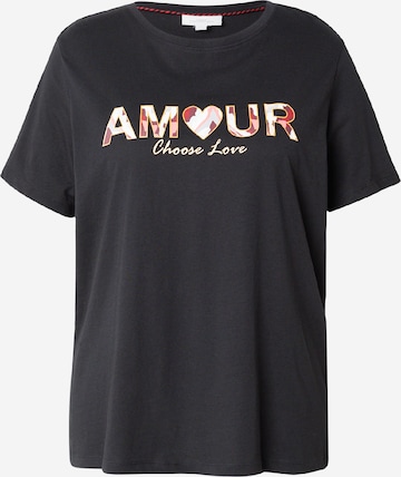 Tricou 'CARBOOSTERY' de la ONLY Carmakoma pe negru: față