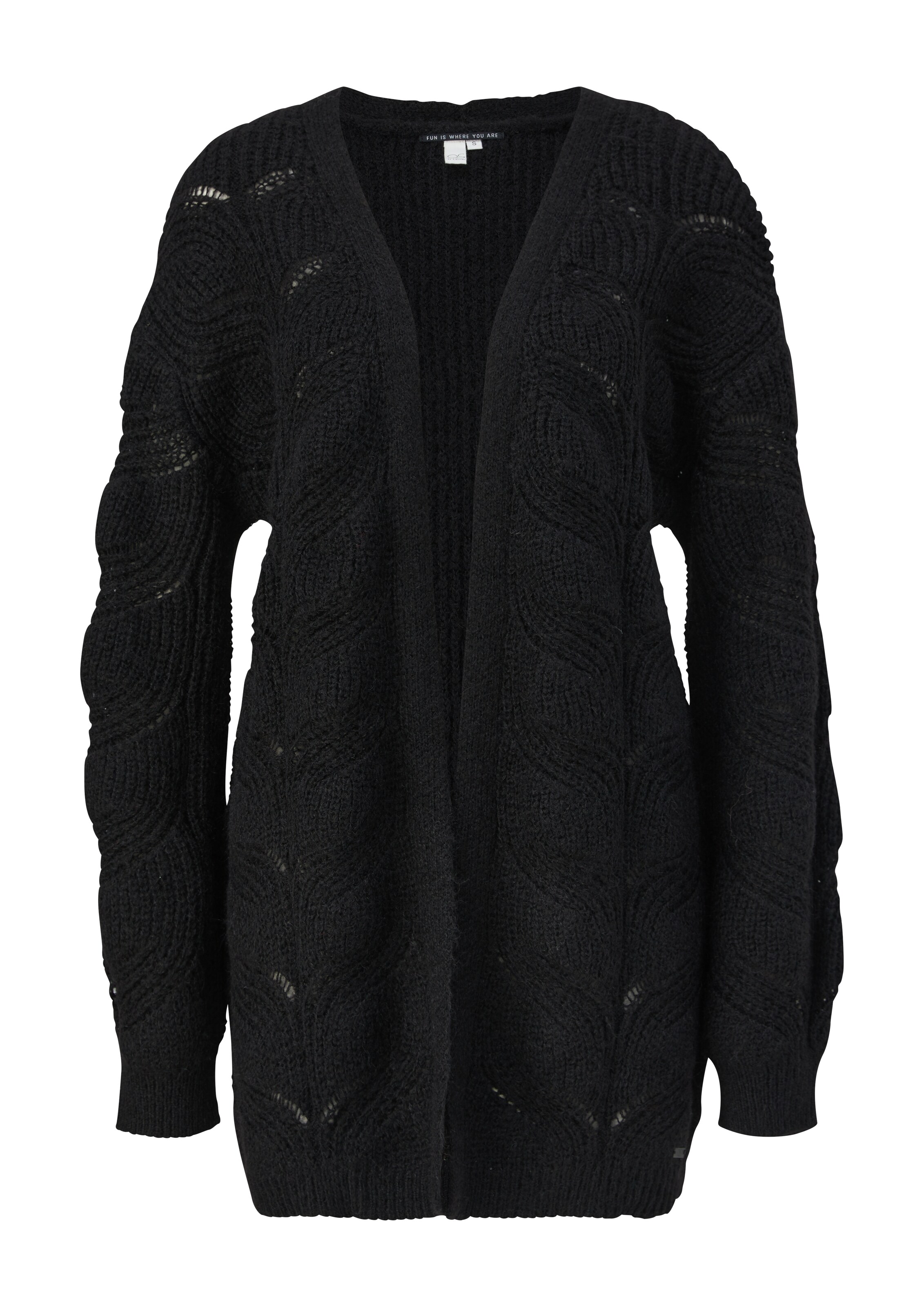 QS Strickjacke in Schwarz: Vorderseite