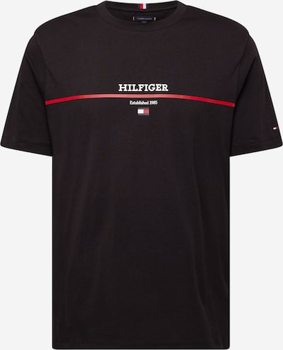 TOMMY HILFIGER Тениска в рубинено червено / черно / бяло, Преглед на продукта