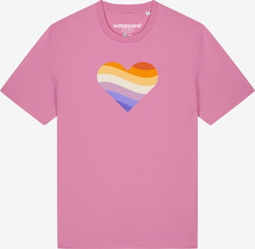 T-Shirt ' Rainbow Heart ' Watapparel en rose : devant
