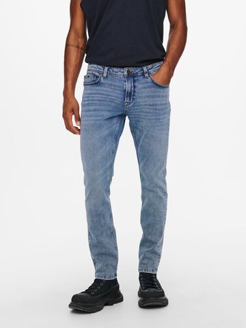 Coupe slim Jean 'Loom' Only & Sons en bleu : devant