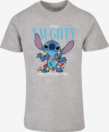 ABSOLUTE CULT T-Shirt 'Lilo And Stitch - Naughty And Nice' in Grau: predná strana
