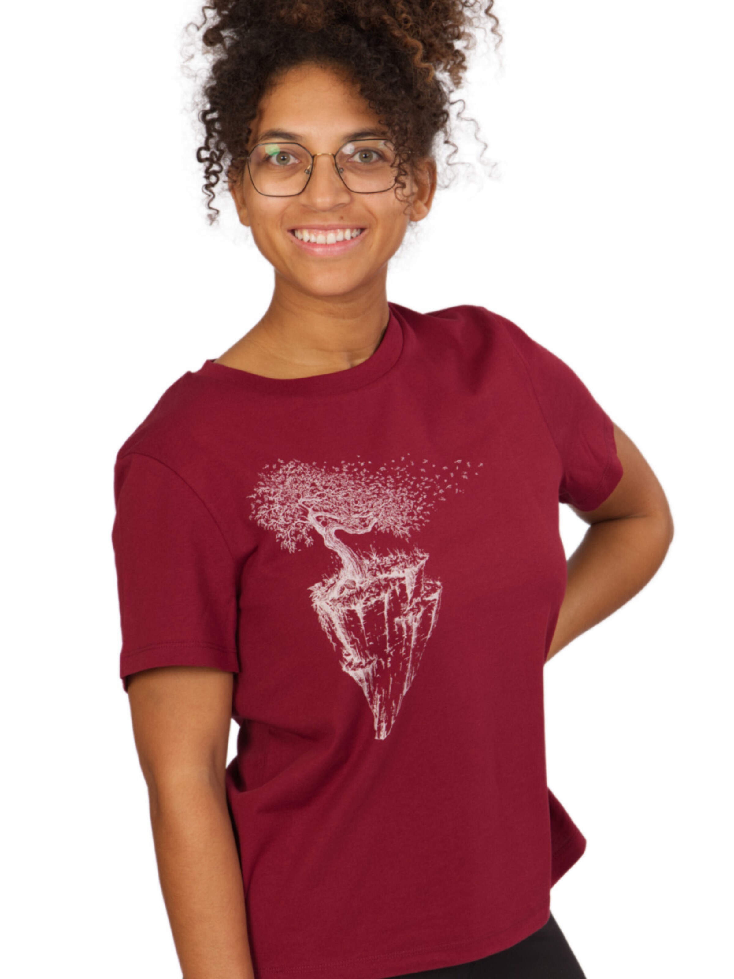 Life-Tree Shirt 'Organic Fairwear Maple Island' in Red