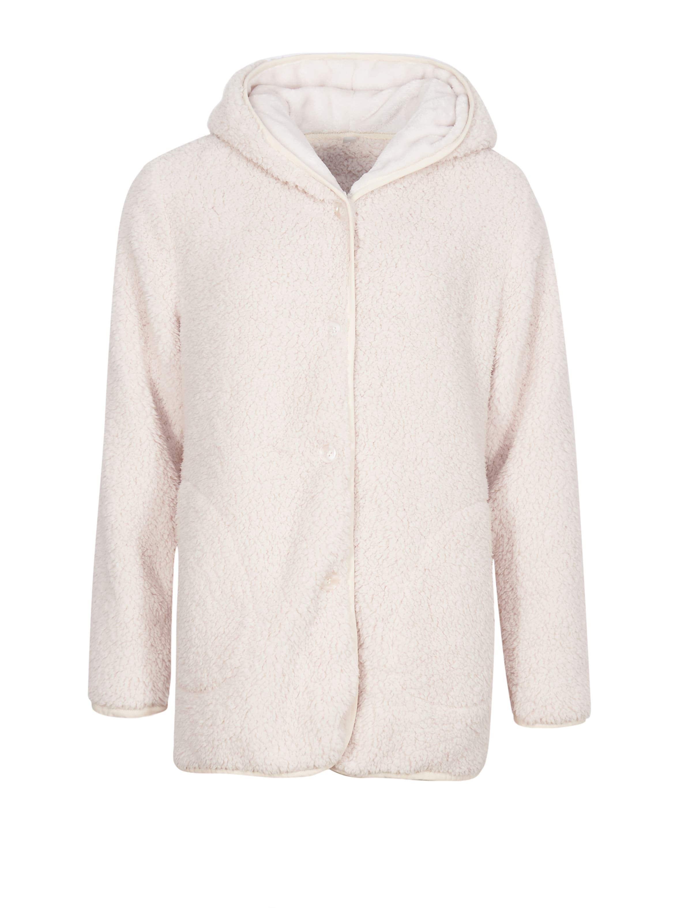 Loungeable Fleece Jacket in Beige: front