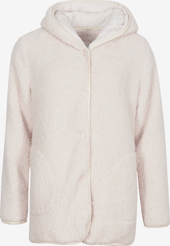 Loungeable Fleece Jacket in Beige: front