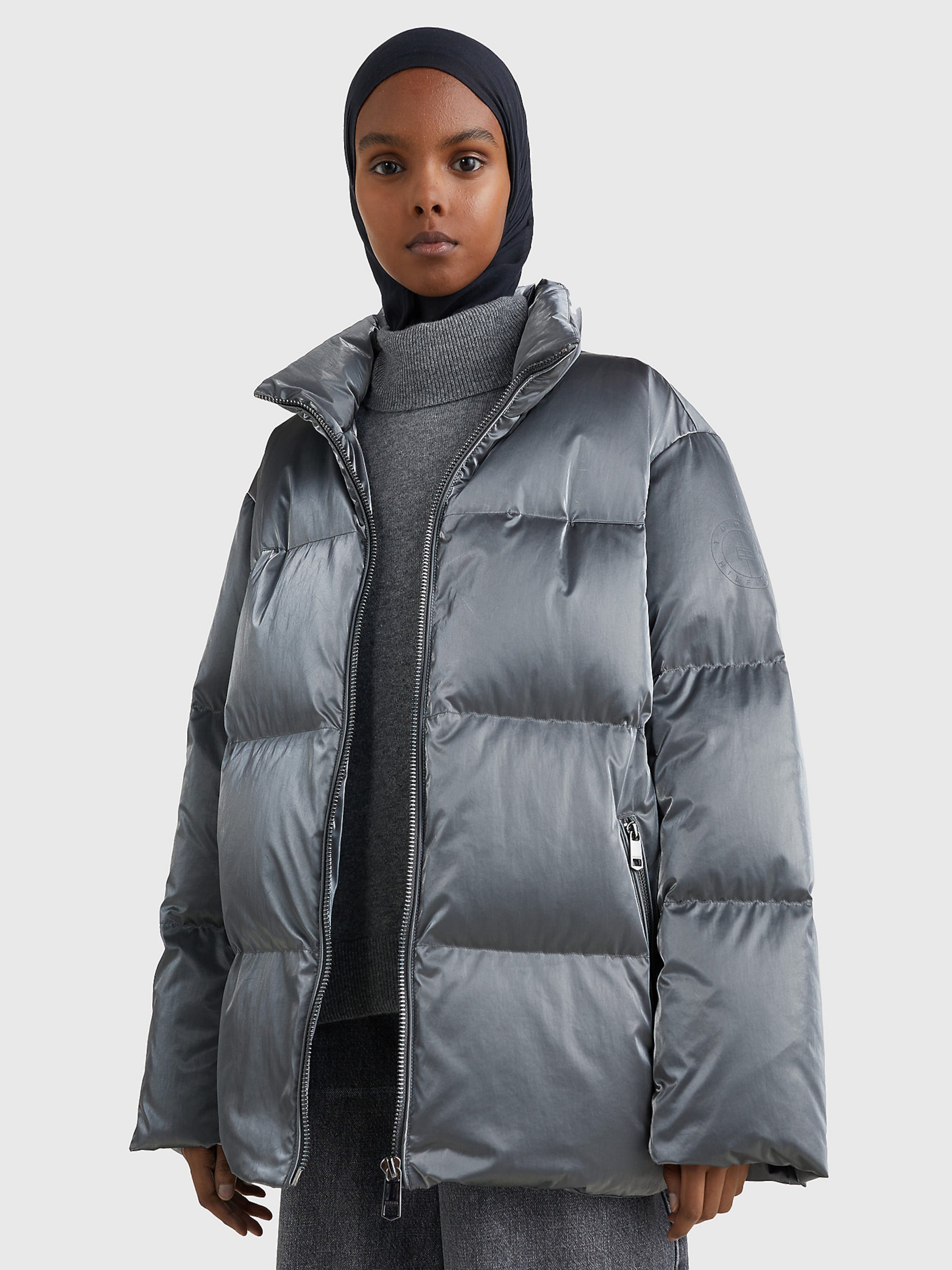 Tommy hilfiger on sale silver jacket
