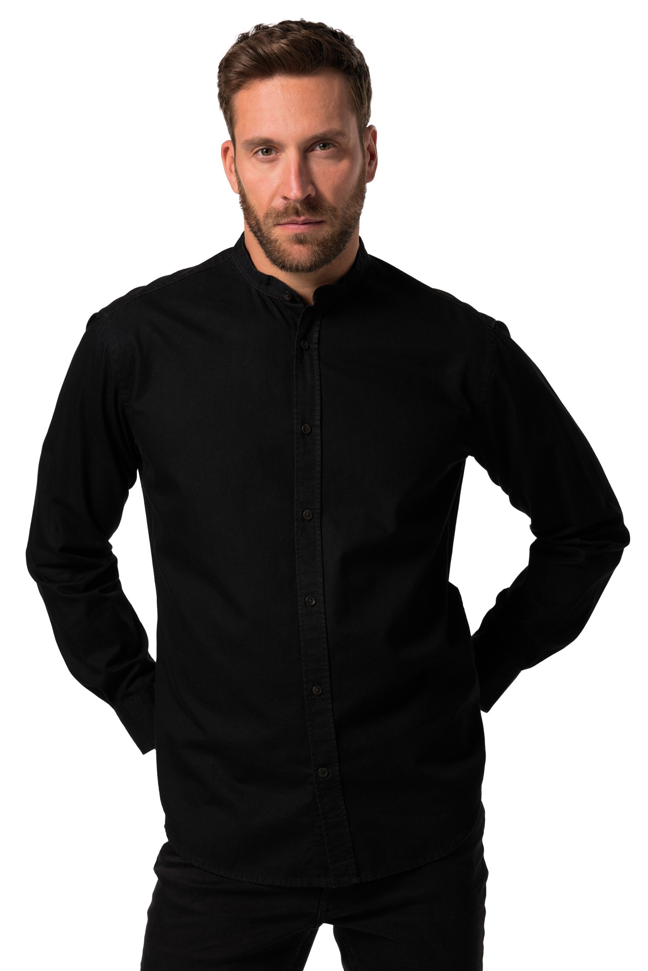 JP1880 Regular fit Button Up Shirt in Black: front