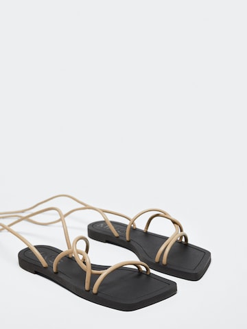 MANGO Páskové sandály 'PAULA' – béžová