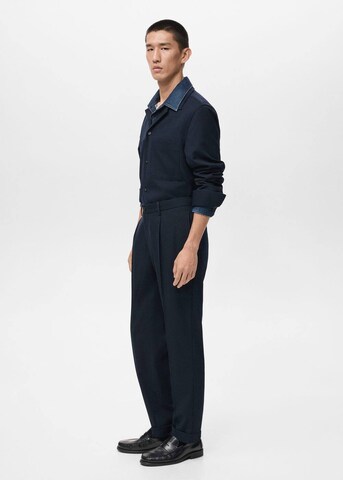 MANGO MAN Regular Pleat-Front Pants 'Milton' in Blue