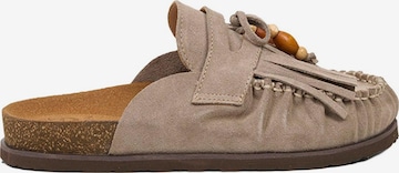 Desa Slipper 'DESA Damen-Wildlederclogs mit Quasten' in Beige: front