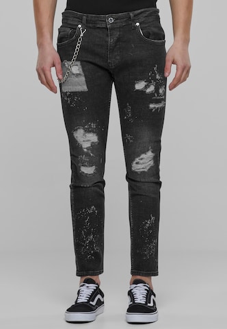 2Y Premium Slimfit Jeans in Zwart: voorkant