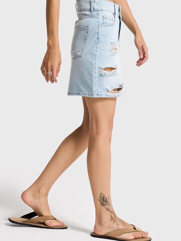 IT'S BASIC Rok 'RIPPED MINI DENIM SKIRT' in Blauw