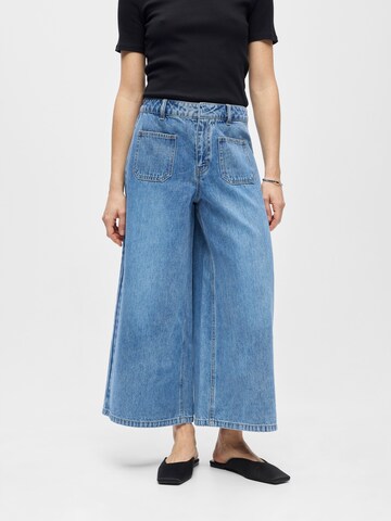 Wide leg Jeans 'OBJFULLA' di OBJECT in blu: frontale