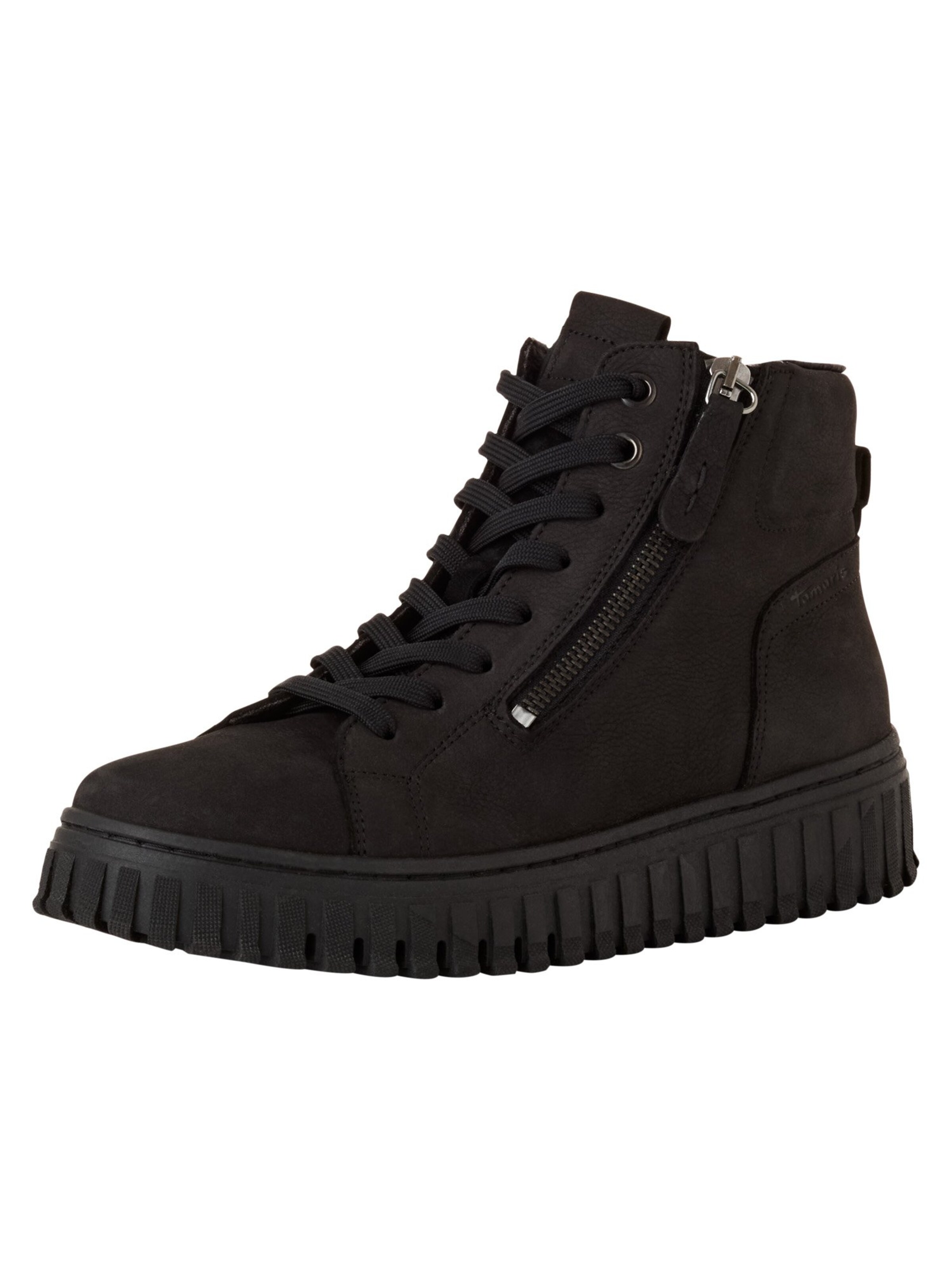 Tamaris Lace-Up Ankle Boots in Black: front