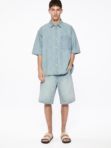 Pull&Bear Comfort fit Button Up Shirt in Blue