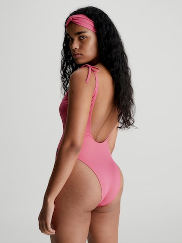 Calvin Klein Swimwear Bralette Swimsuit in Pink