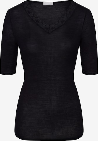 Hanro Undershirt ' Woolen Lace ' in Black: front