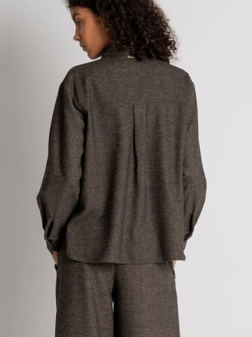 Fracomina Blus 'Oversized Tweed Shirt with Wool' i brun