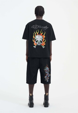 Ed Hardy Μπλουζάκι 'Skull Flame' σε μαύρο