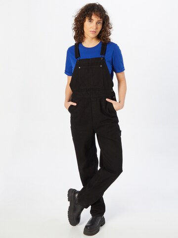 Monki Loosefit Tuinbroek jeans in Zwart: voorkant