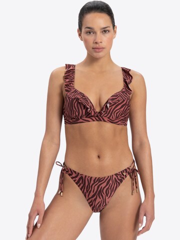 Beachlife T-shirt Bikini Top in Brown: front