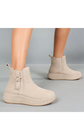 Ital-Design Ankle Boots in Beige: front