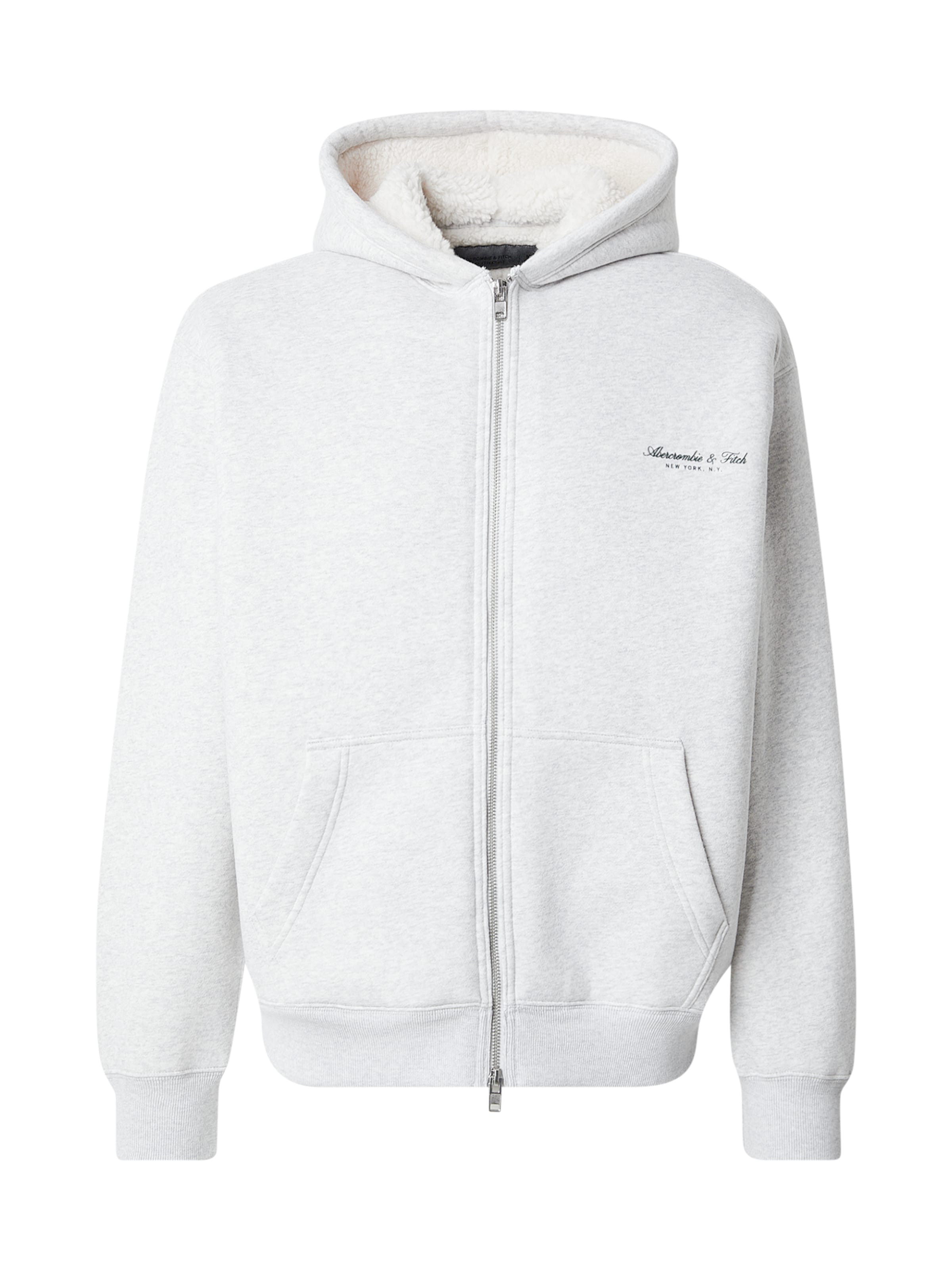 Abercrombie & Fitch Кофта на молнии в Серый: спереди