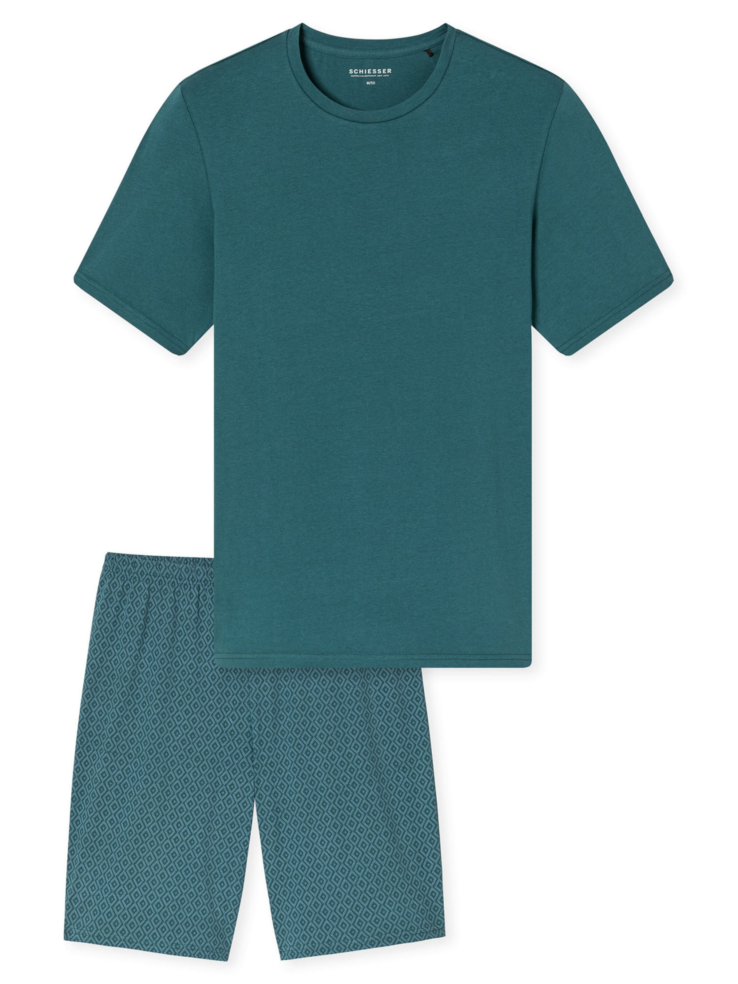 SCHIESSER Pyjama kort ' Casual Essentials ' in Groen: voorkant