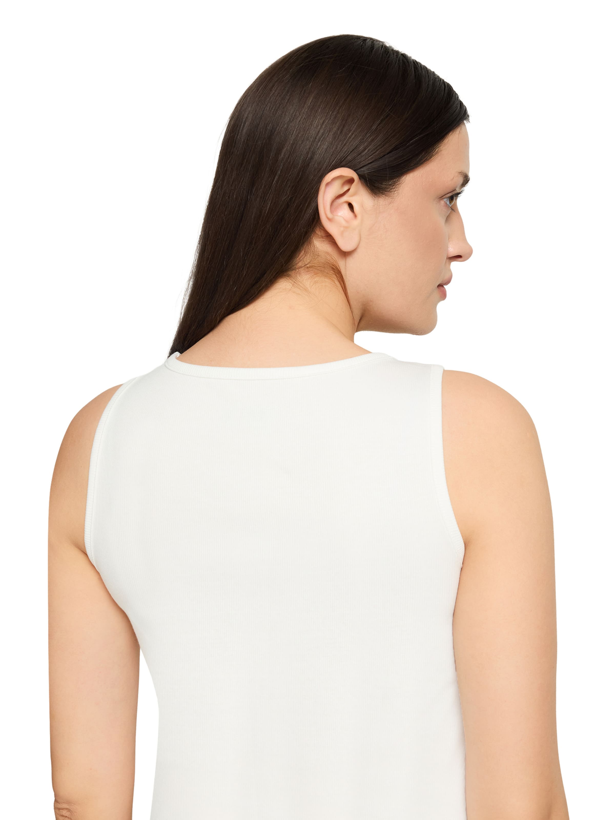 Cartoon Basic-Top mit Rundhalsausschnitt in Weiß