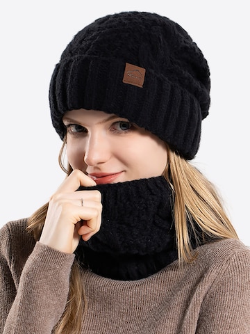 Magicshe Hat 'Gefüttertes Beanie und Schal-Set' in Black: front