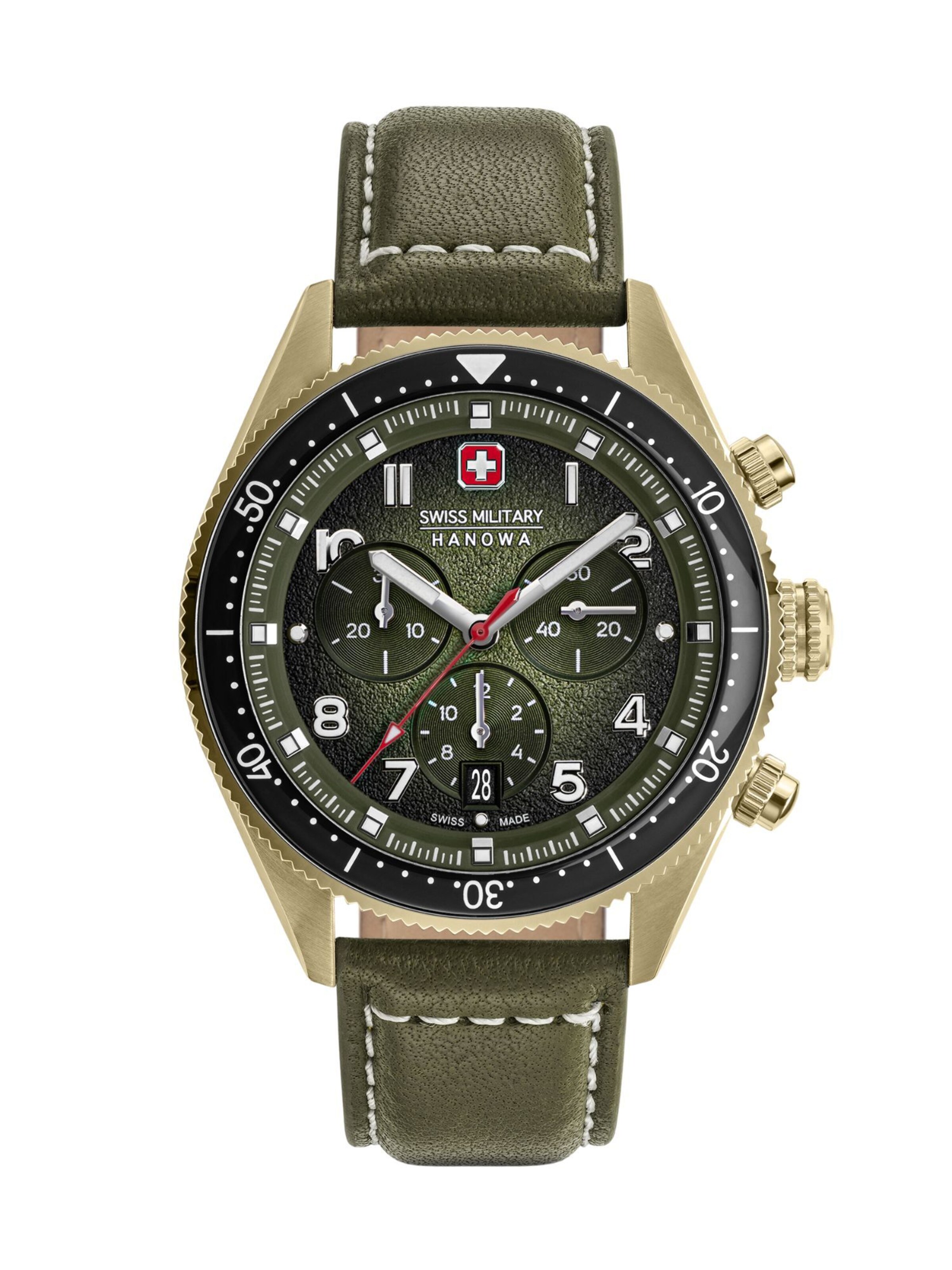 SWISS MILITARY HANOWA Uhr 'Greyhound Chrono' in Grün: Vorderseite