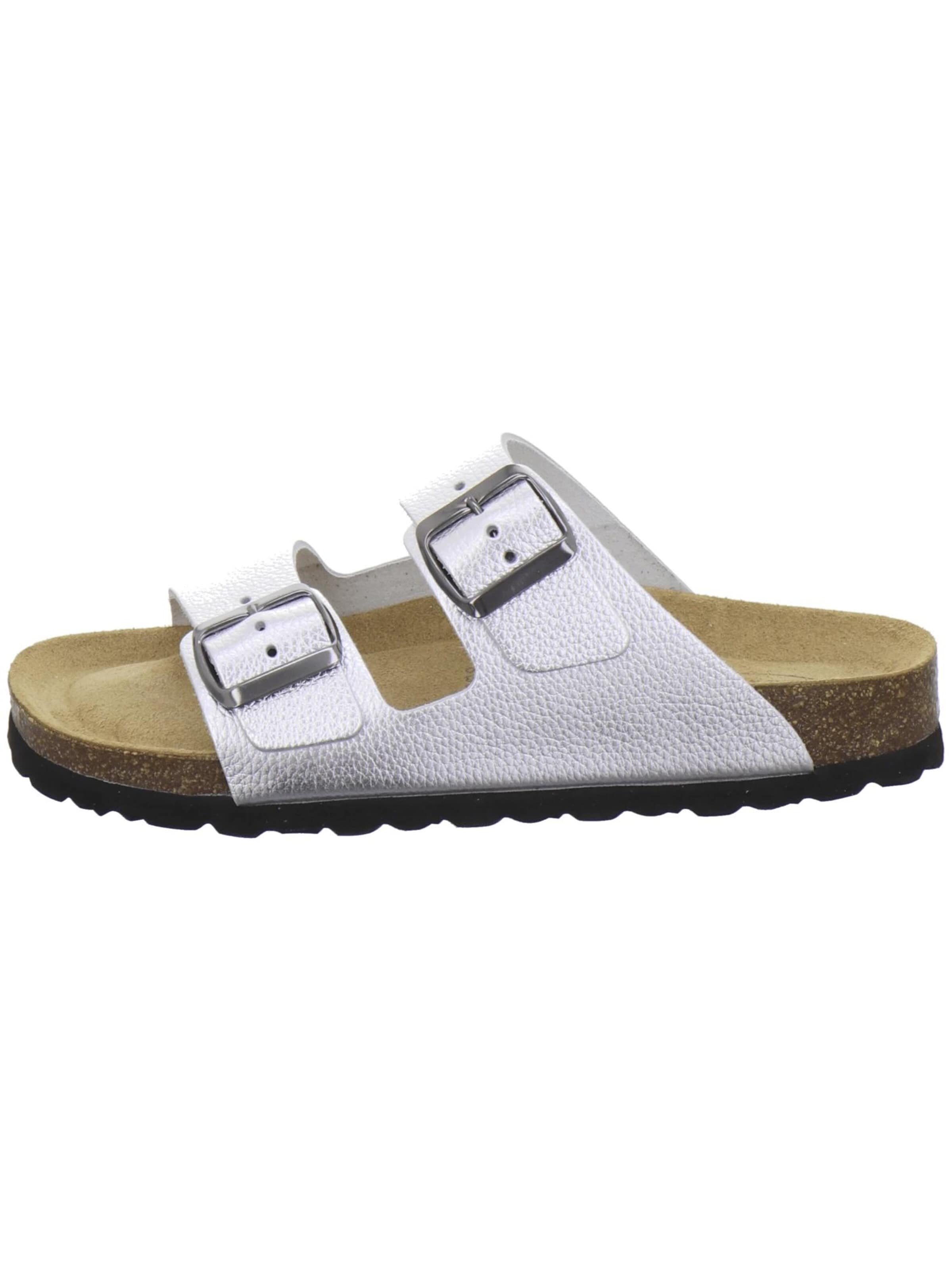 Zoccoletto 'Pantoletten Damen Zweischnaller silber Lack' di AFS-Schuhe in argento
