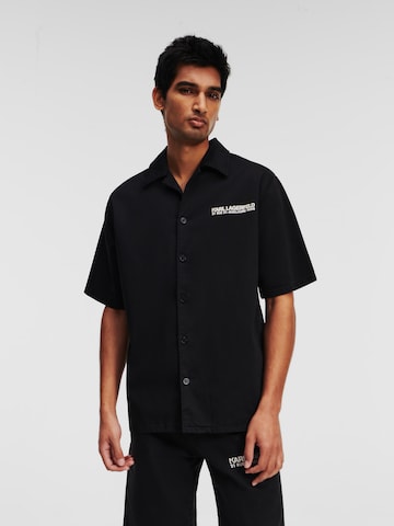 Karl Lagerfeld Comfort fit Button Up Shirt in Black: front