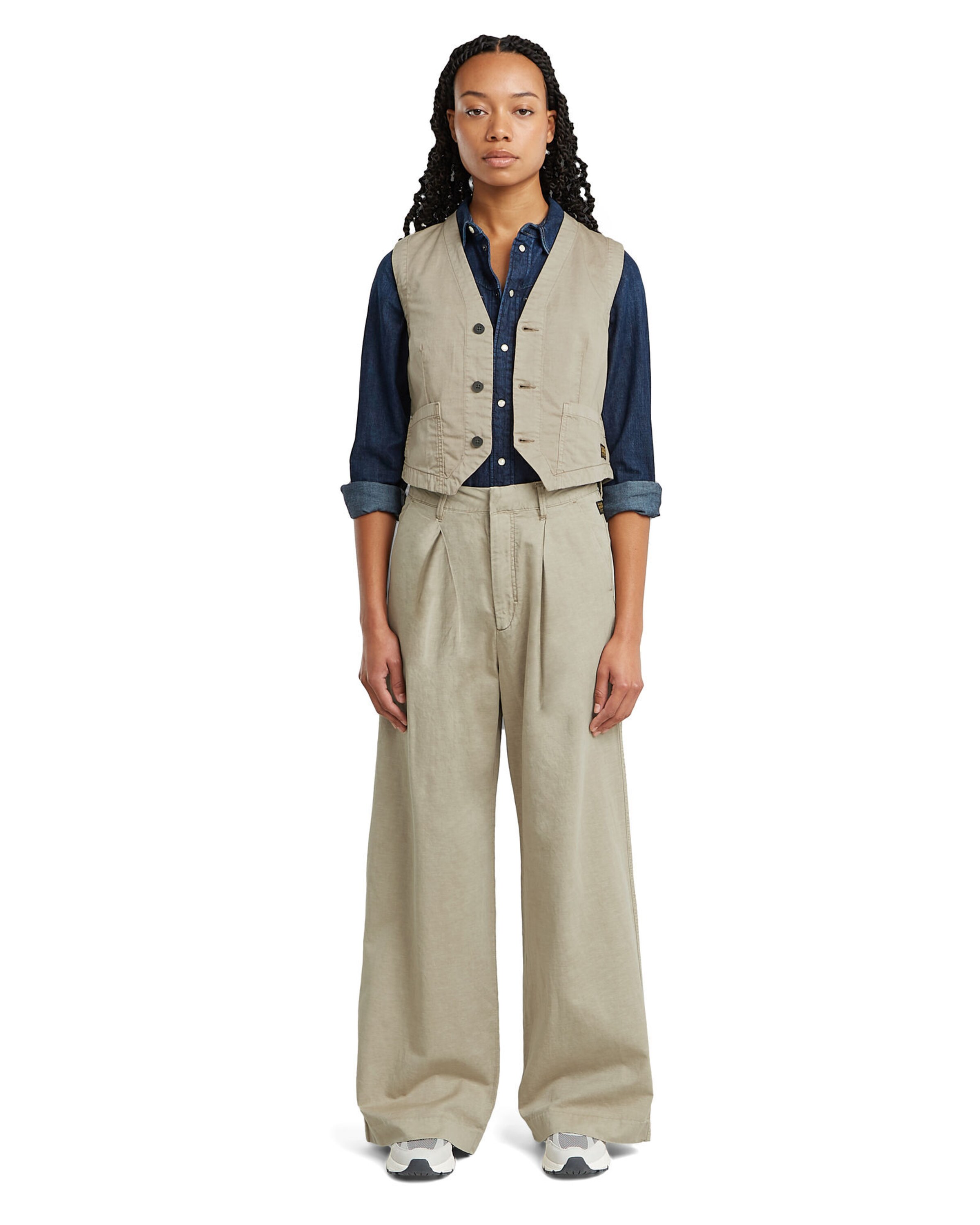 G-STAR Wide leg Pleat-front trousers in Beige