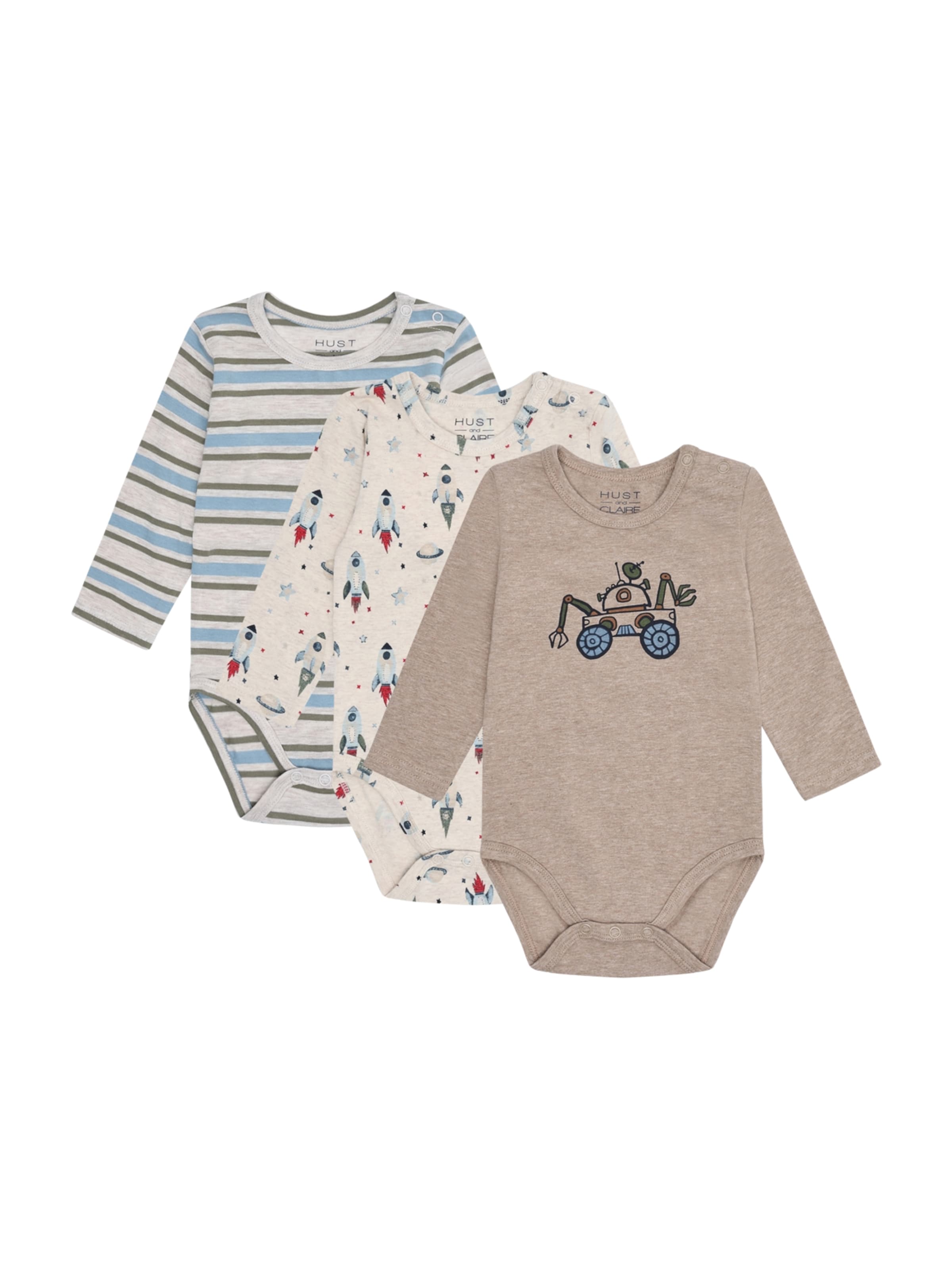 Hust & Claire Бебешки гащеризони/боди 'Bertram Rocket' в бежово: отпред