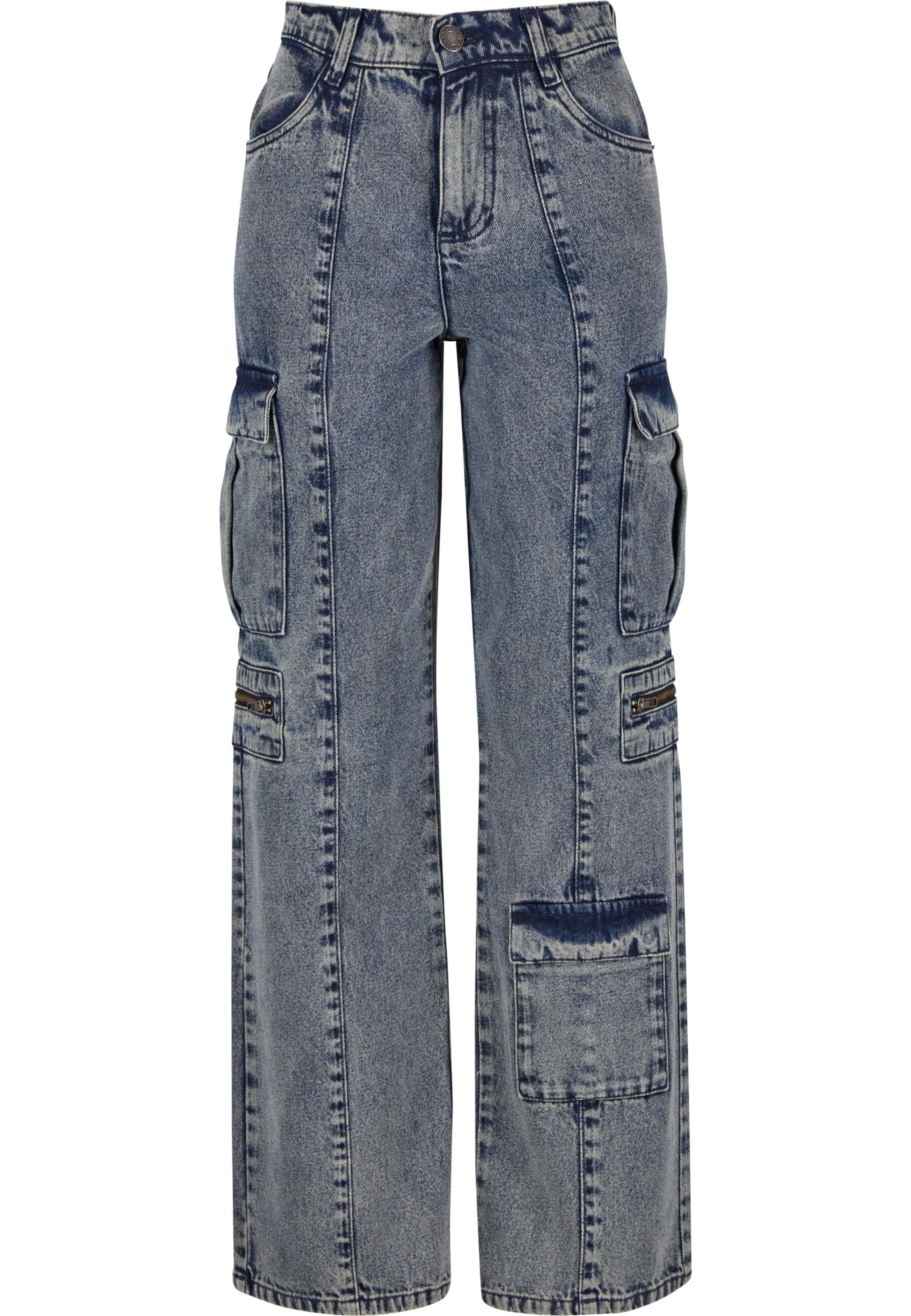 mėlyna Urban Classics Laisvas Darbinio stiliaus džinsai: priekis