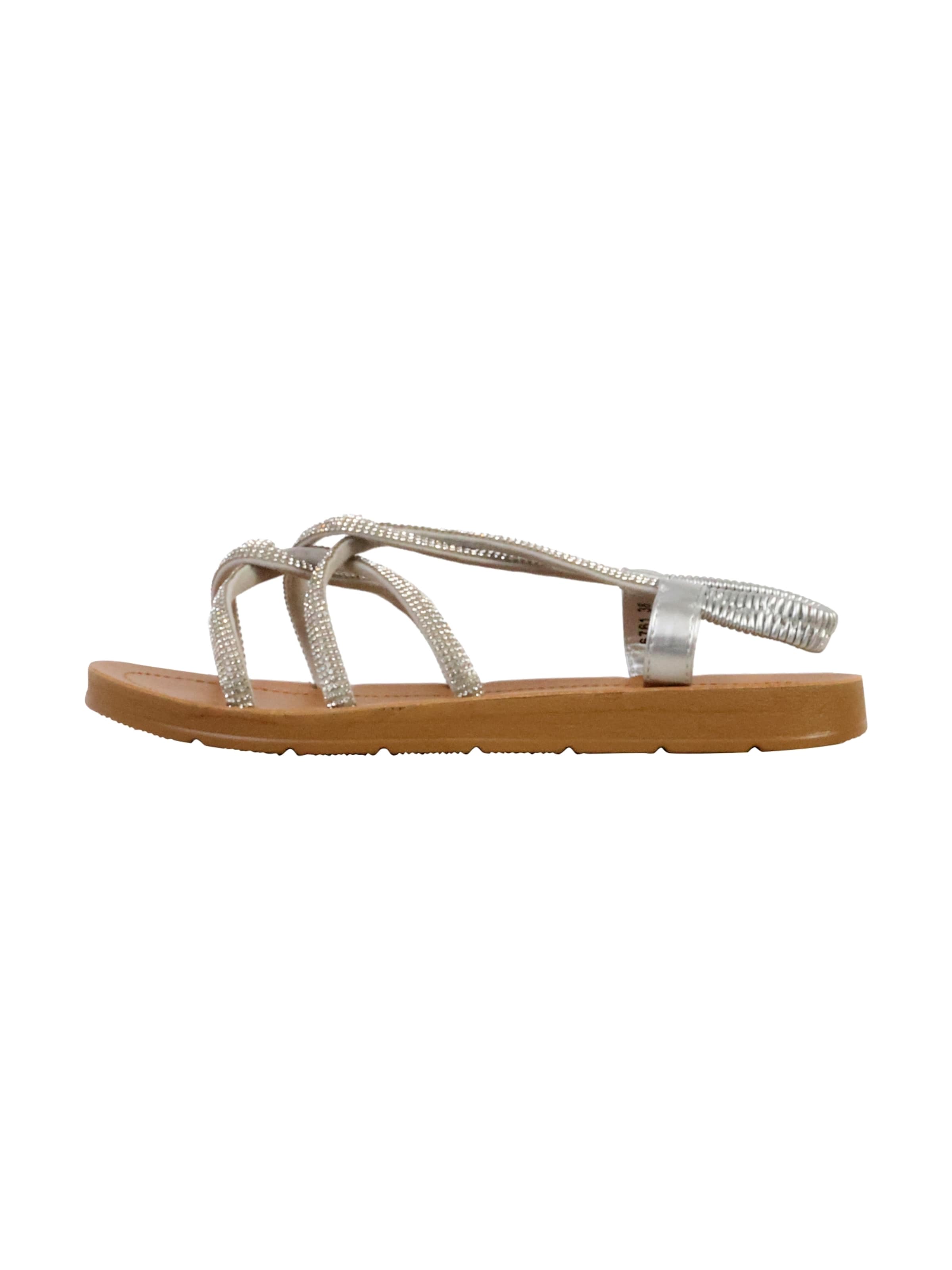 Super Mode Sandal 'Sandalen zum Reinschlüpfen' in Silver: front