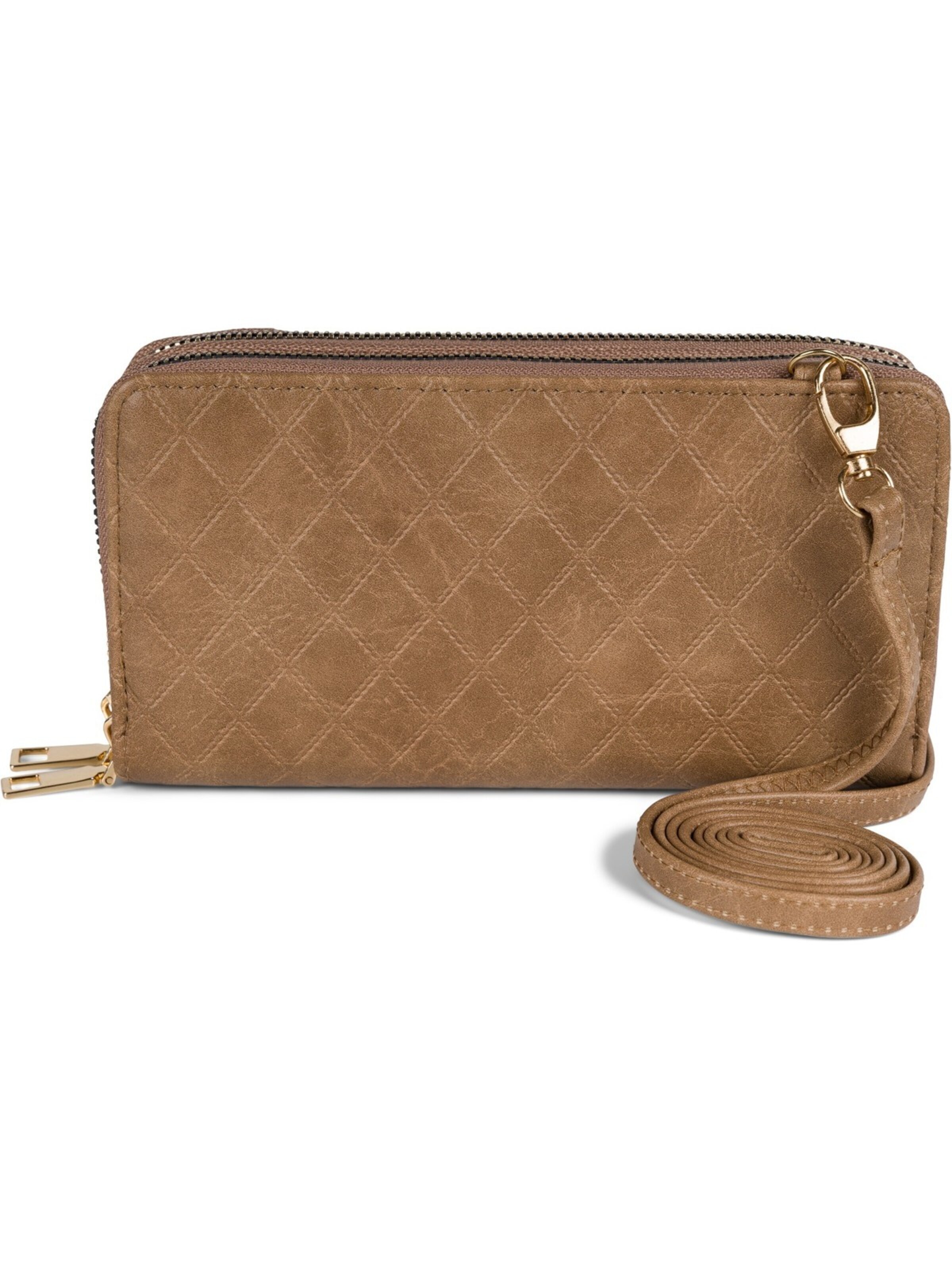 styleBREAKER Crossbody bag '2 in 1 Umhängetasche - Geldbörse Rauten' in Grey: front