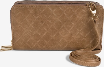 styleBREAKER Crossbody bag '2 in 1 Umhängetasche - Geldbörse Rauten' in Grey: front