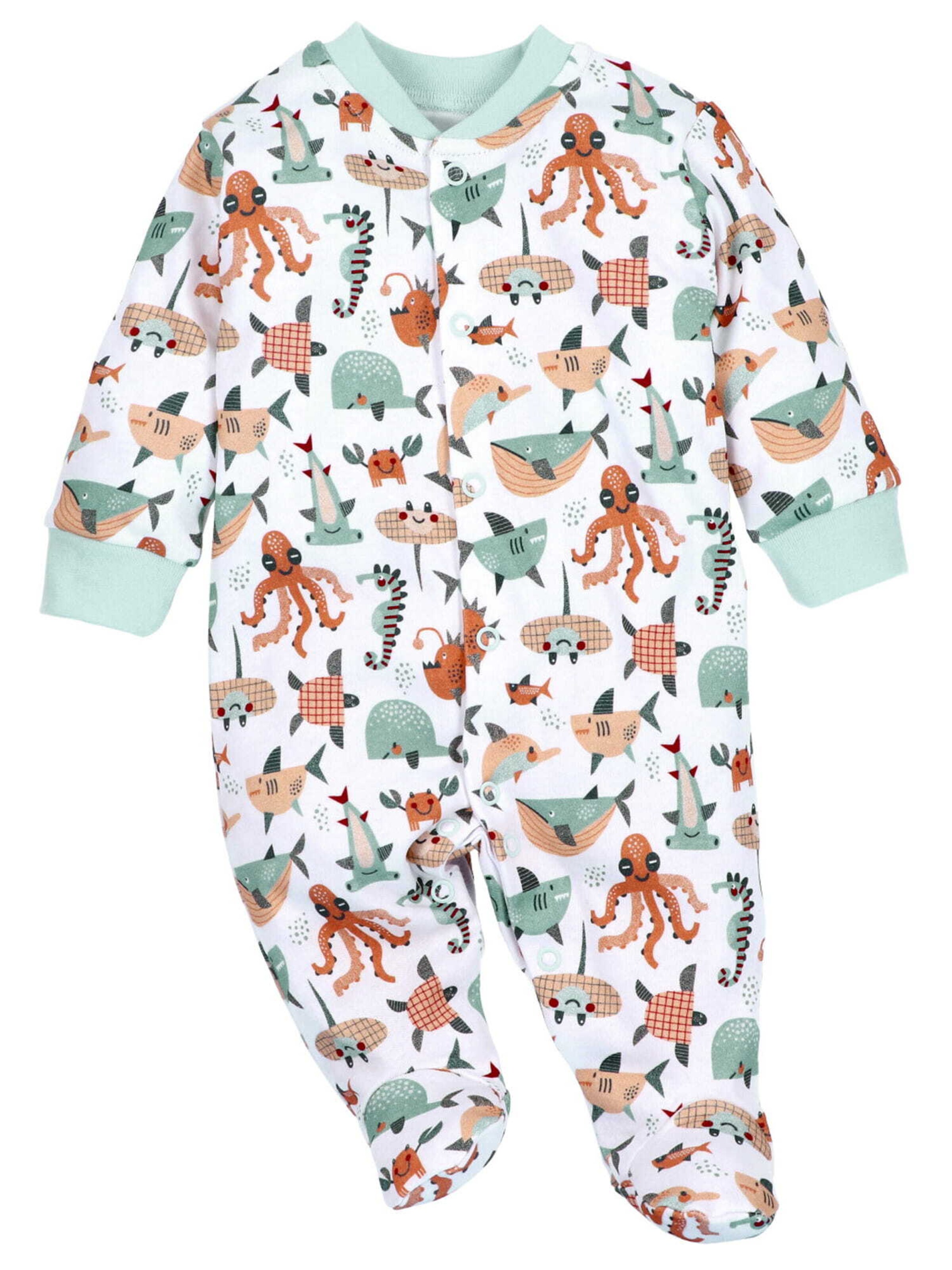 NINI Strampler 'Meerestiere' in Weiß: Vorderseite