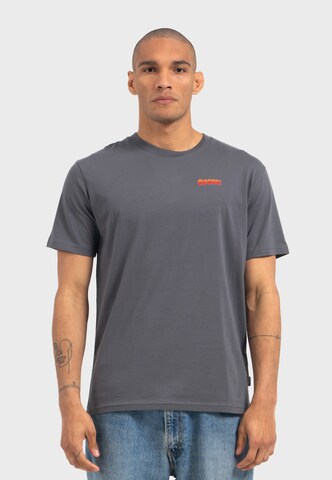 Oldskull T-Shirt 'Retro Pixel Lady' in Grau: Vorderseite