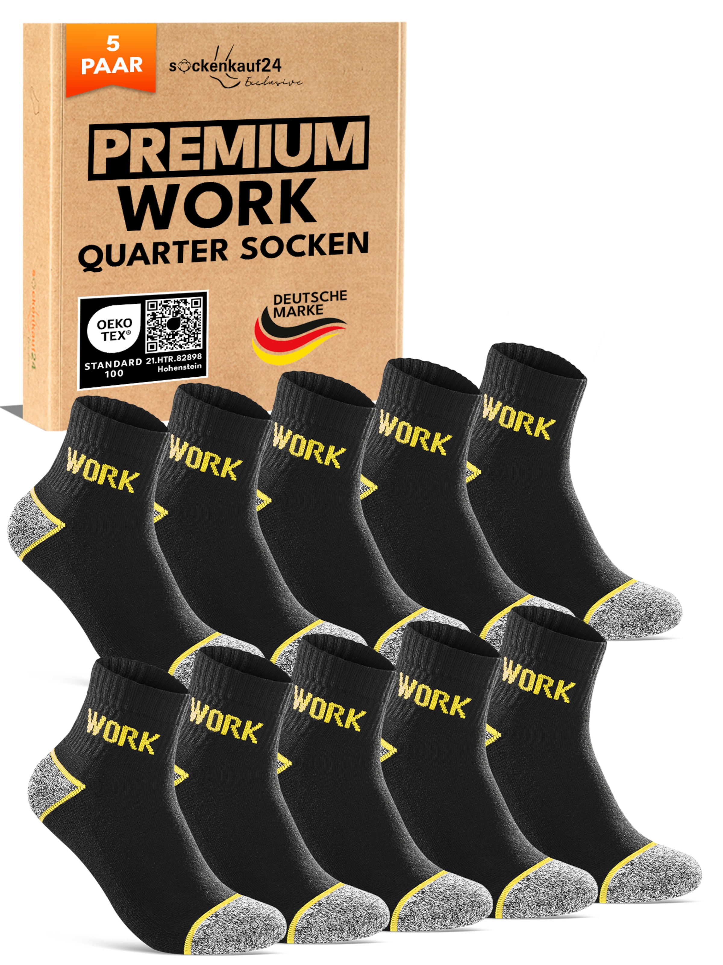 sockenkauf24 Socken 'Premium WORK Socken (Quarter Länge)'‌‌‌‌ in 39-42 in schwarz, Produktansicht
