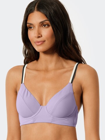 SCHIESSER T-shirt Bikini Top ' Aqua Californian Dream ' in Purple: front