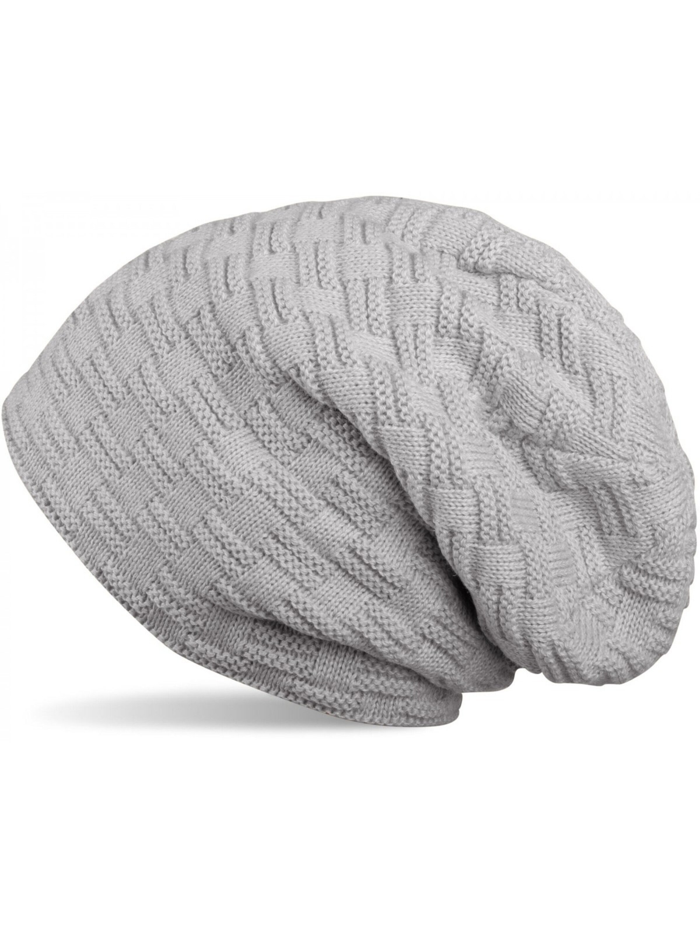 styleBREAKER Mütze 'Feinstrick Beanie mit Flecht Muster und Teddyfleece'‌ in Grau: Vorderseite