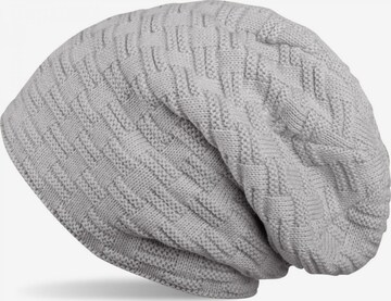 styleBREAKER Mütze 'Feinstrick Beanie mit Flecht Muster und Teddyfleece' in Grau: Vorderseite