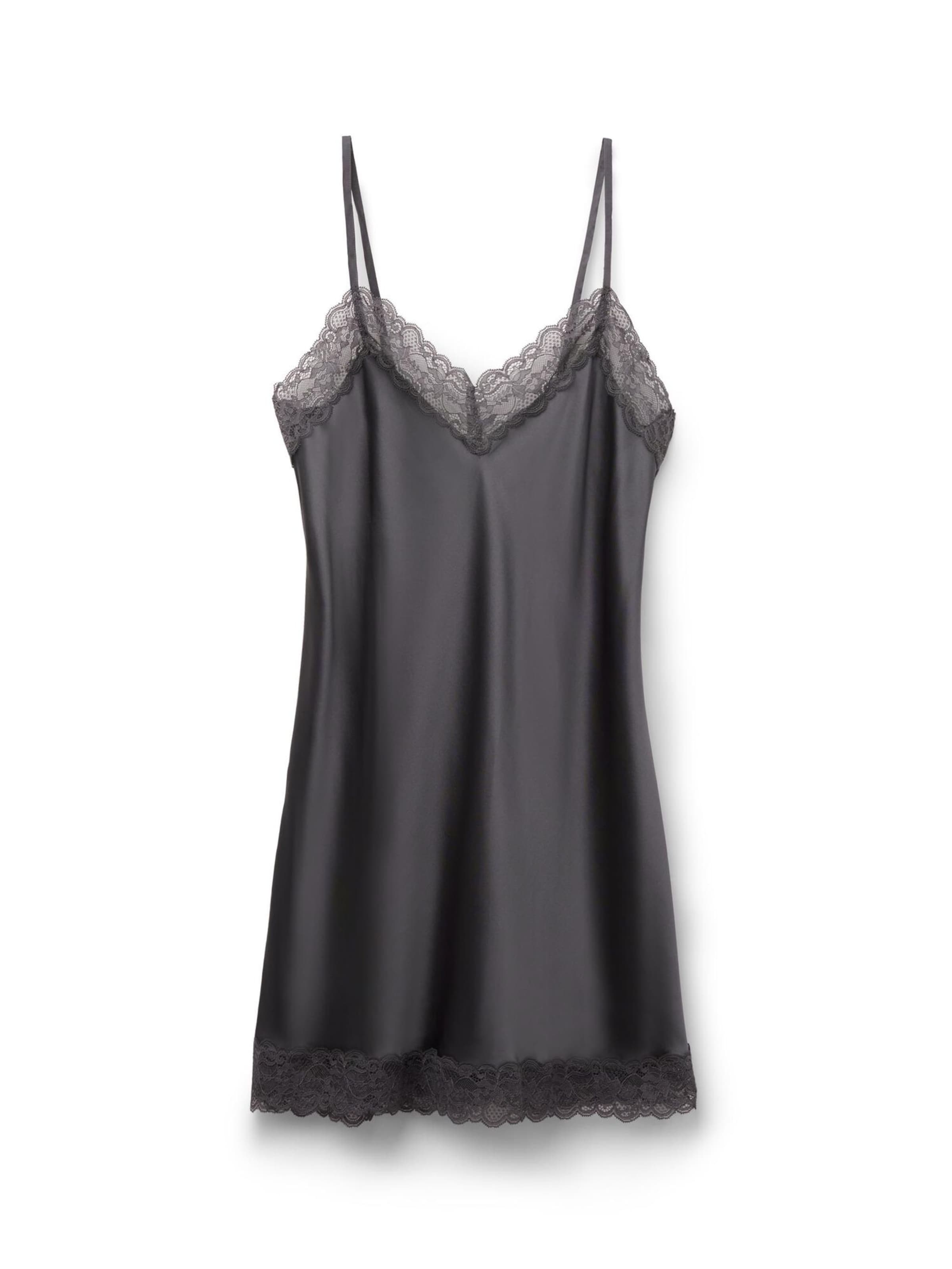INTIMISSIMI Silk Slip with Lace in Grau: Vorderseite