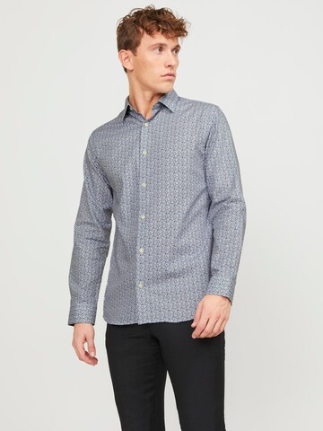 JACK & JONES Regular fit Button Up Shirt 'JPRABLANordic' in Blue: front