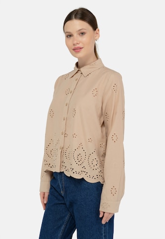 FRESHLIONS Blouse 'Kate' in Beige: voorkant