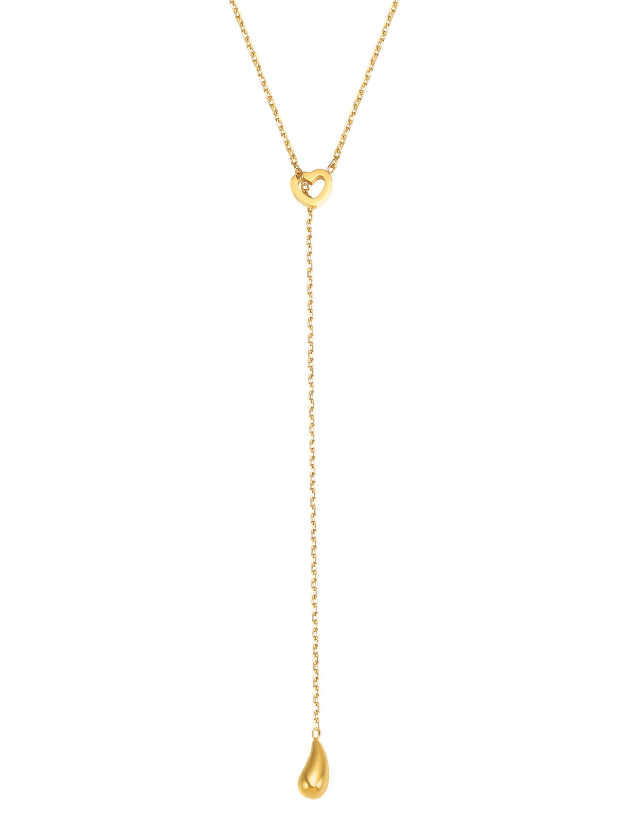 Hey Happiness Halsband 'Heart Lariat' i guld
