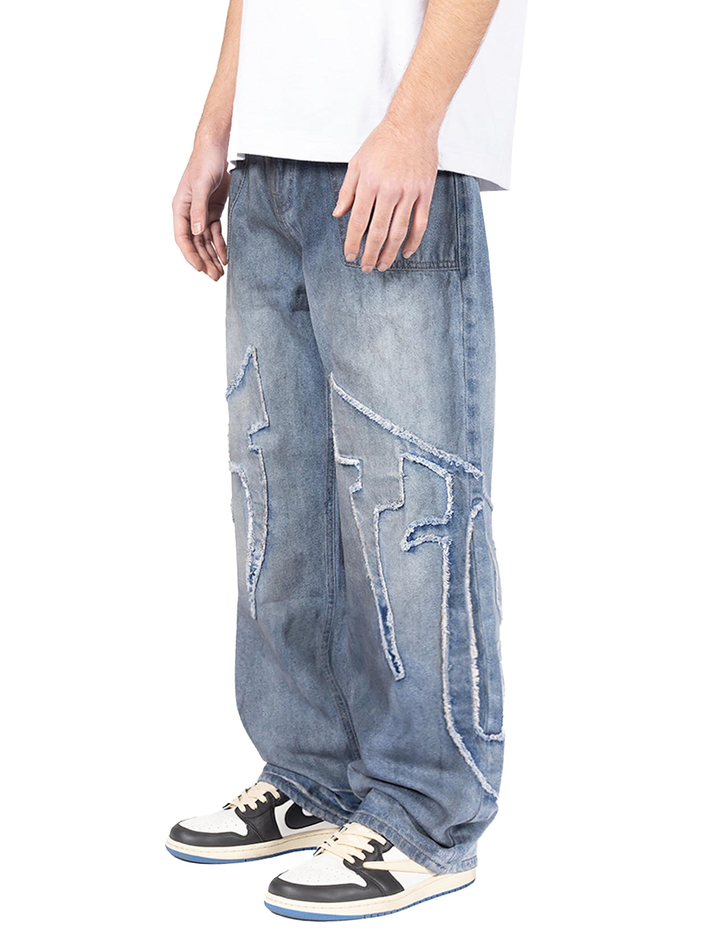 FAVELA Baggy Jeans 'Distressed F' in Blue